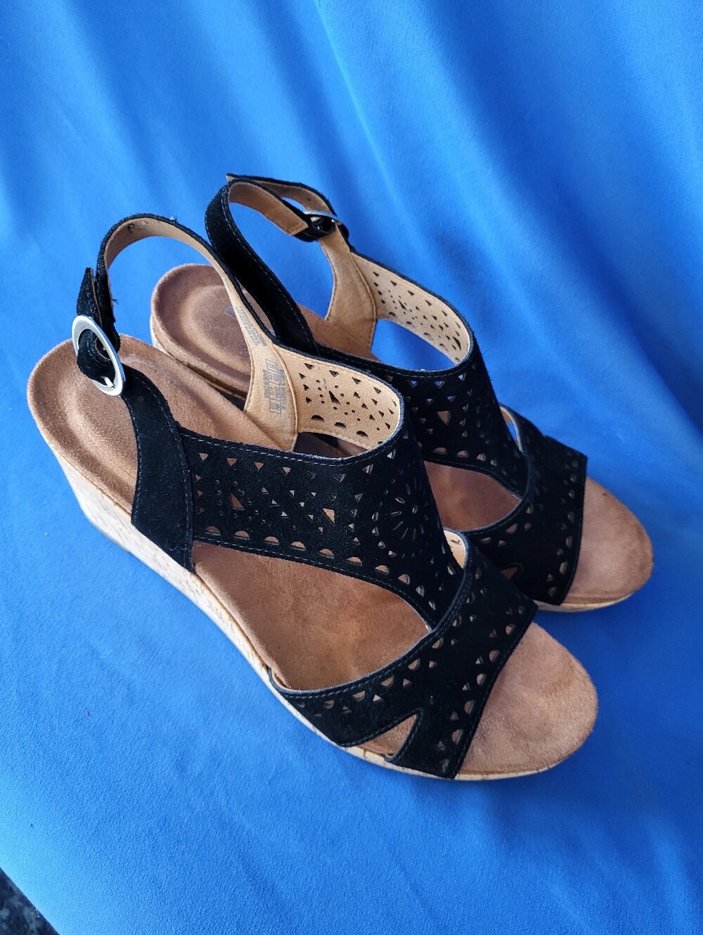 Rockport Size 10 Belis Wedge Sandal Black Leather